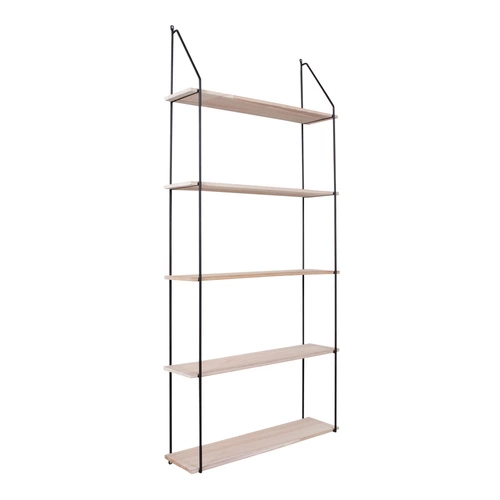 Półka na książki Eindhoven 5 półek drewniana wisząca industrialna do salonu Intesi 65 cm