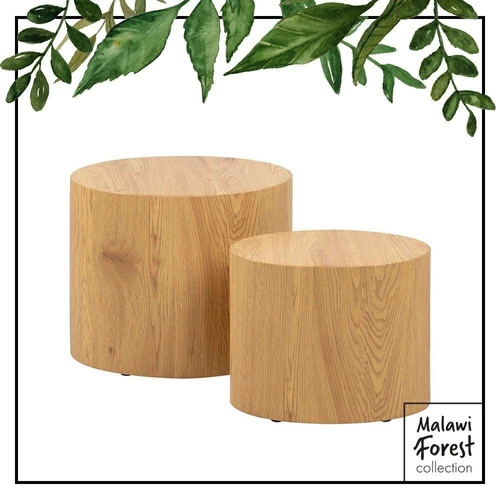 Zestaw stolików kawowych Mice owalny boho do salonu imitacja drewna Actona