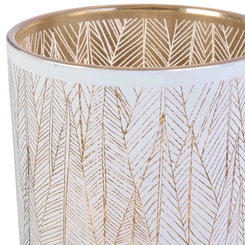 Wazon szklany dekoracyjny Tauri biało-złoty glamour na kwiaty do salonu Intesi 20 cm