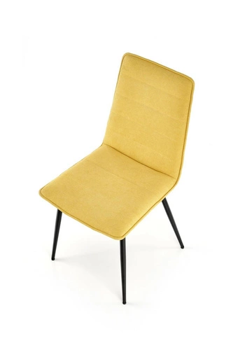 Krzesło tapicerowane Noelle musztardowe do jadalni nowoczesne na czarnych metalowych nogach Intesi