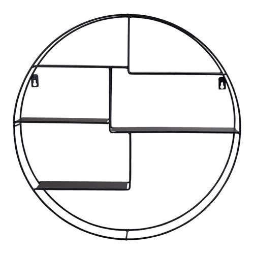 Okrągła półka ścienna Genk czarna metalowa industrialna na książki i dekoracje Intesi 47 cm
