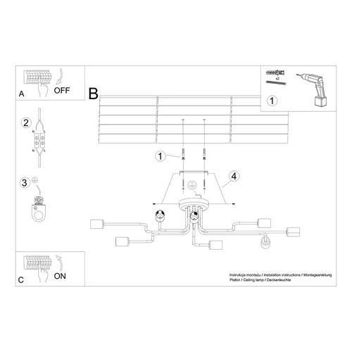 Żyrandol loftowy VECTOR 8 biały metalowy do salonu i jadalni nowoczesny 8-punktowy
