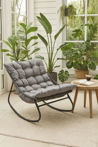 Fotel bujany Snoo Intesi szary nowoczesny ogrodowy na taras i balkon outdoor