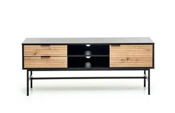 Szafka RTV Nihala 150 cm loftowa drewniana czarna dąb artisan z szufladami do salonu