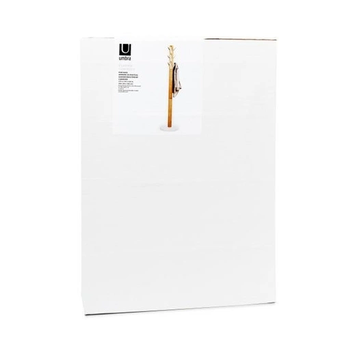 Wieszak stojący do przedpokoju Flapper Umbra biały drewniany nowoczesny 9 haczyków