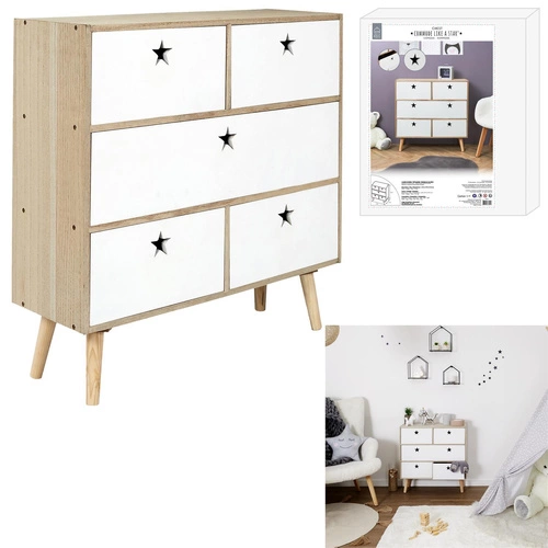 Komoda z szufladami Etoile biała skandynawska na nóżkach 69 cm do sypialni i salonu Intesi