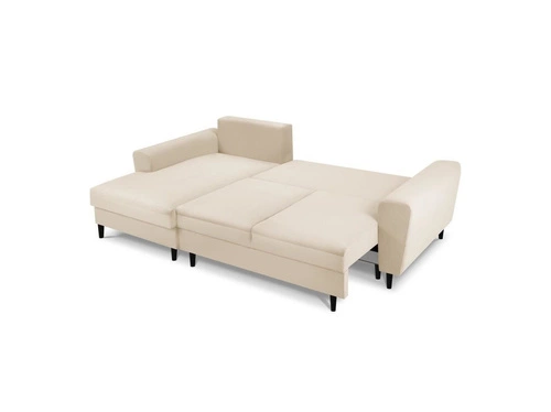 Narożnik z funkcją spania Moghan Beige Corduroy Lewostronna kolor nóg czarny
