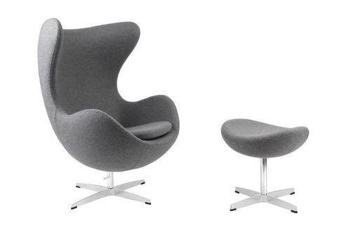 Podnóżek tapicerowany Jajo kaszmir inspirowany Egg szary nowoczesny do salonu D2.DESIGN