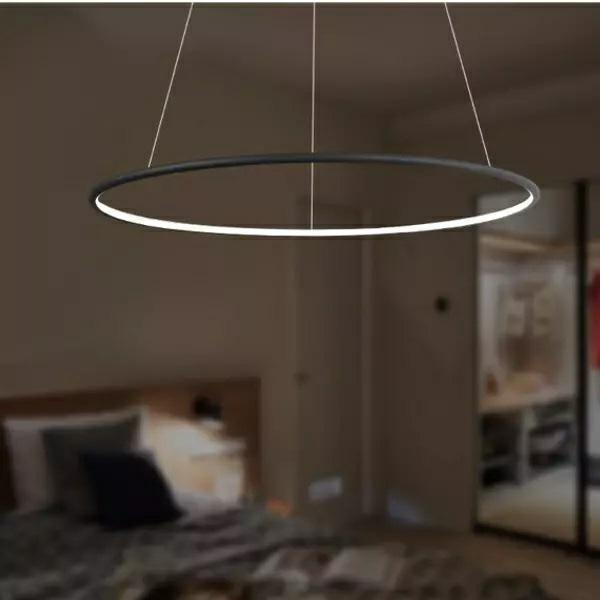 Lampa wisząca LED Ledowe Okręgi 60 cm czarna nowoczesna regulowana do salonu