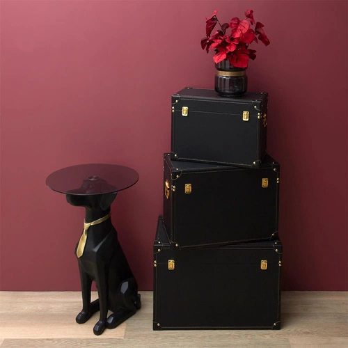 Stolik kawowy Cabot okrągły szklany czarny nowoczesny do salonu Intesi 40 cm