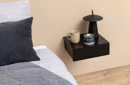 Szafka nocna Avignon wisząca czarna 37 cm, nowoczesny styl, Actona, elegancki design