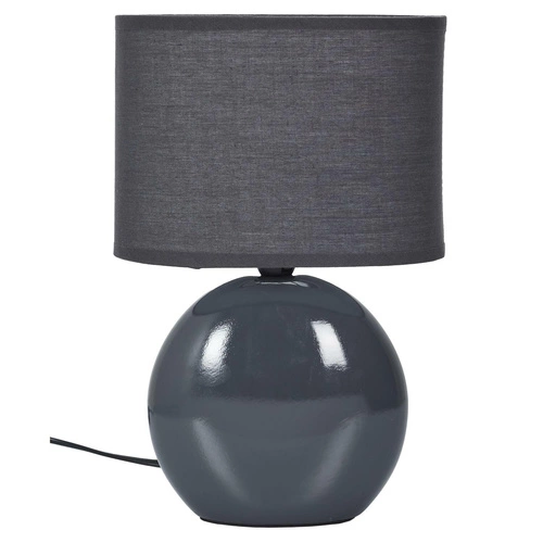 Lampka nocna ceramiczna Intesi owalna szara z abażurem do sypialni nowoczesna 30 cm
