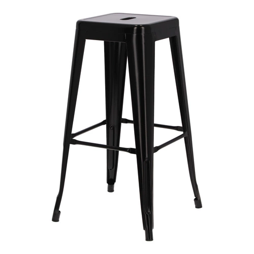 Hoker Paris 75 cm czarny metalowy bez oparcia do kuchni i wyspy inspirowany Tolix industrialny