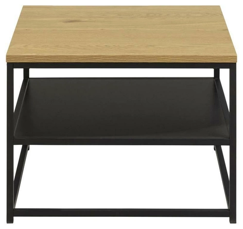 Stolik kawowy Gila kwadratowy 55x55 cm loftowy drewniany z półką do salonu Actona