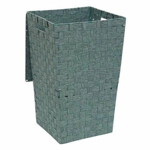 Nowoczesny kosz na pranie do łazienki Lise zielony z pokrywą i uchwytami 5five simply smart