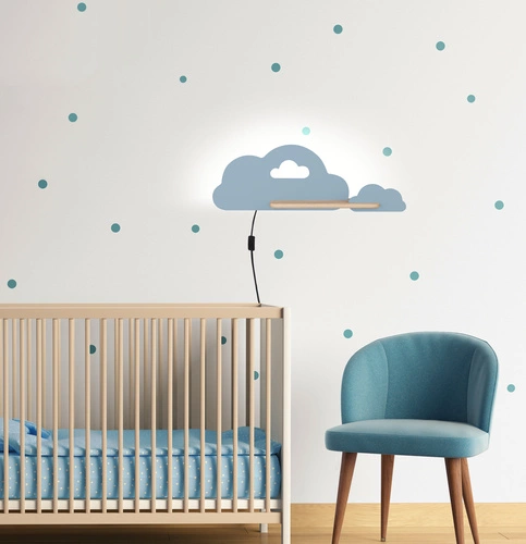 Kinkiet drewniany Cloud LED 5W niebieski do pokoju dziecięcego nowoczesny z MDF CANDELLUX