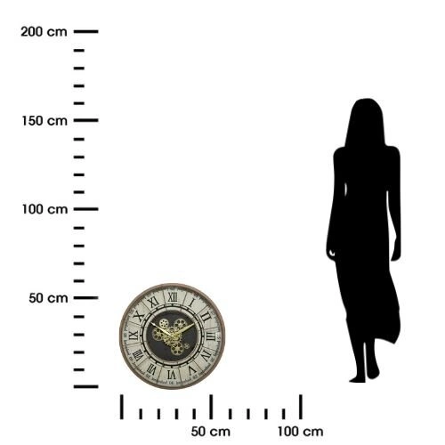 Zegar ścienny vintage Meca 57 cm z ozdobnymi trybikami do salonu Atmosphera złoty