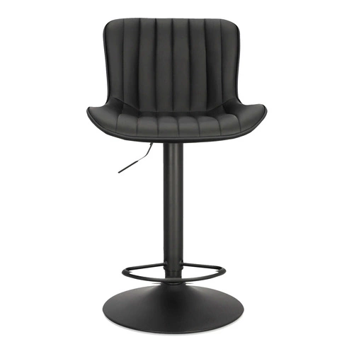 Hoker Tessa czarny nowoczesny z oparciem, regulowany, obrotowy do kuchni i wyspy, ekoskóra Intesi