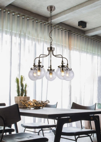 Lampa wisząca Ballet klasyczna szklana 5-punktowa do salonu i jadalni patyna 55 cm
