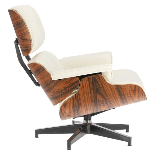Fotel wypoczynkowy Vip skórzany biały obrotowy nowoczesny do salonu inspirowany Lounge Chair