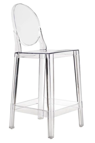 Hoker transparentny z oparciem Viki 65 cm nowoczesny do wyspy kuchennej inspirowany Victoria