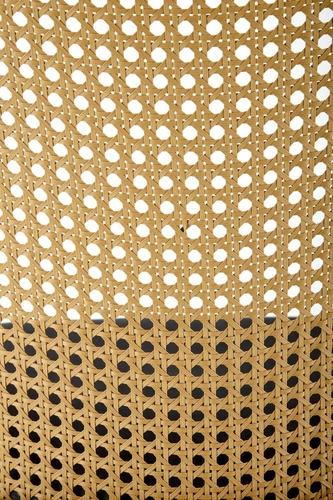 Krzesło do jadalni Seraphine szare tapicerowane welur z oparciem rattanowym Intesi nowoczesne