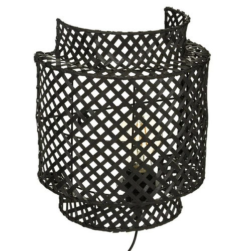 Kinkiet ścienny Liby boho czarny bambusowy do salonu i sypialni Atmosphera 23 cm