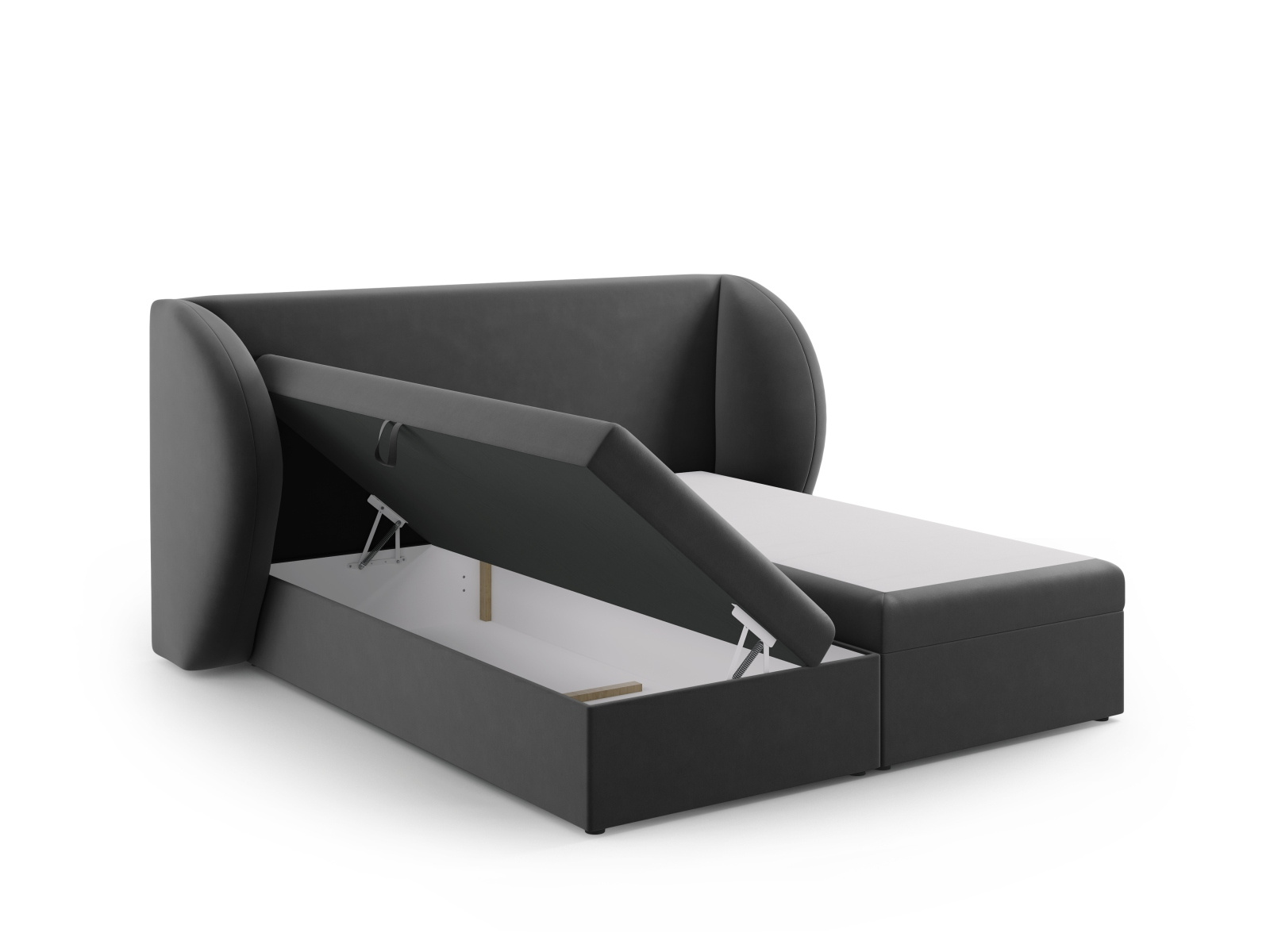 Łóżko tapicerowane Miley szare 140x200 z pojemnikiem nowoczesne do sypialni