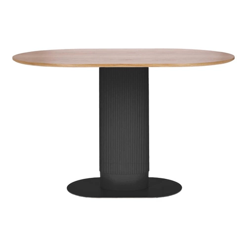 Stół do jadalni Maxim nowoczesny owalny dąb naturalny na czarnej nodze 120x70 cm Intesi