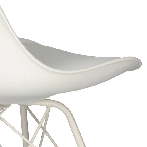 Krzesło do jadalni Eris PP Actona białe nowoczesne z poduszką ze skóry ekologicznej