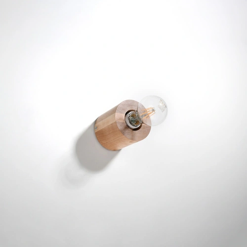 Nowoczesny kinkiet ścienny Salgado z naturalnego drewna Sollux do salonu i sypialni 10x10 cm