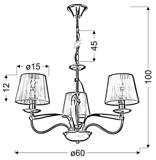 Lampa wisząca Diva 3x40W E14 chrom/złoty
