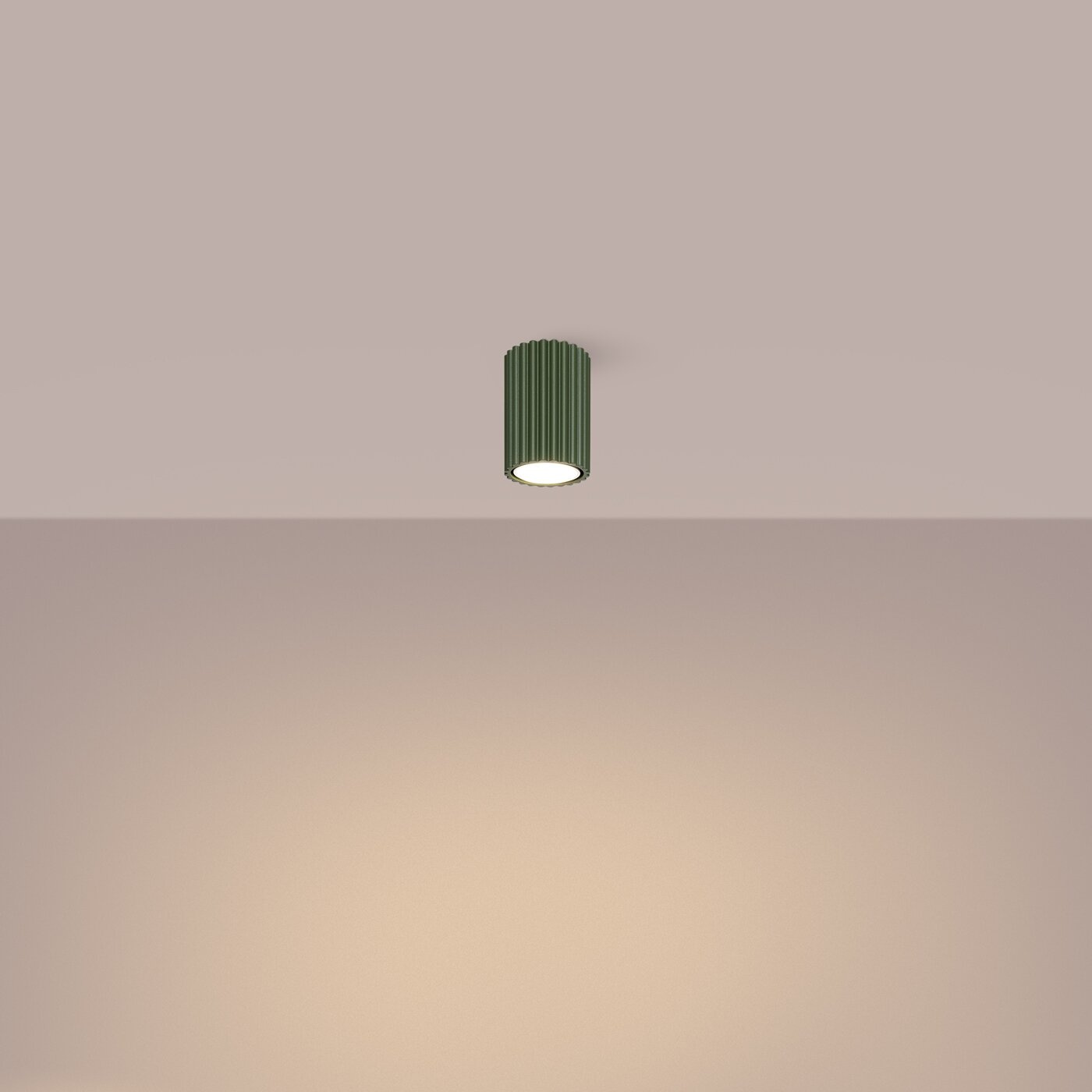 Plafon sufitowy Karbon 10 zielony oliwkowy minimalistyczny do salonu i sypialni aluminium