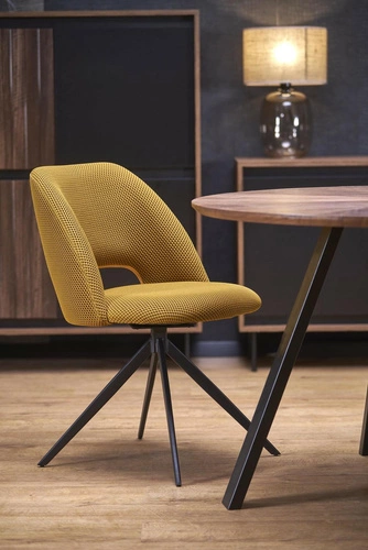 Stół okrągły do jadalni Ralik 120 cm orzechowy z czarnymi nogami nowoczesny industrialny