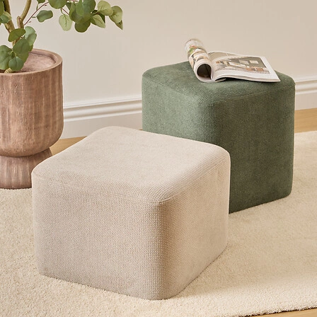 Pufa do salonu Doki 2 w 1 kwadratowa welurowa zielono-szara Atmosphera 41 cm