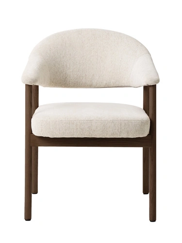 Krzesło tapicerowane Klen beżowe dębowe z podłokietnikami do jadalni i salonu skandynawskie