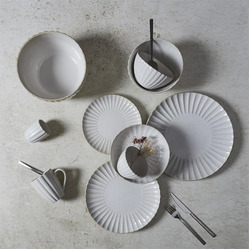Intesi Vlora talerz obiadowy 27 cm beżowy ceramiczny do jadalni