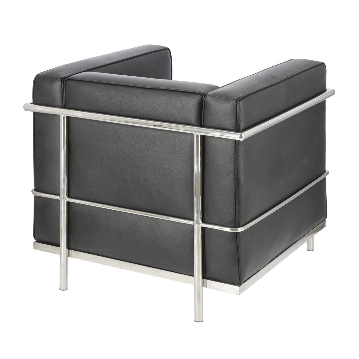 Fotel wypoczynkowy Kubik czarna skóra naturalna nowoczesny do salonu inspirowany LC2