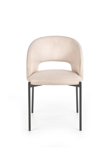 Krzesło tapicerowane Humber beżowe do jadalni i salonu nowoczesne na czarnych metalowych nogach
