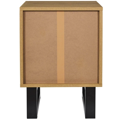 Szafka nocna Intesi Calypso 40 cm z 2 szufladami w stylu boho, naturalny dąb/czarny, elegancka i funkcjonalna do sypialni