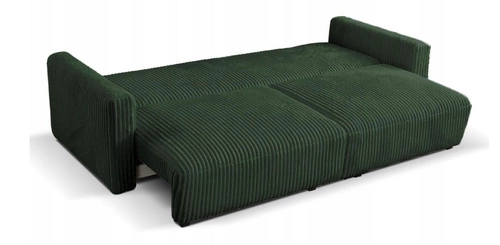 Sofa rozkładana z funkcją spania Loppie zielona sztruksowa do salonu nowoczesna 2-osobowa