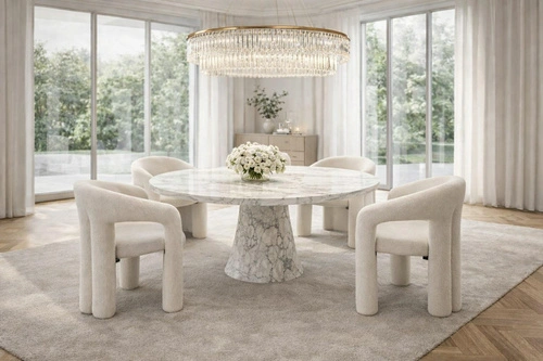 Krzesło Cora kremowe tapicerowane welur z podłokietnikami do jadalni