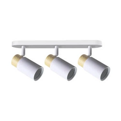 Nowoczesna lampa sufitowa Claro biała z drewnem 3-punktowa regulowana do salonu