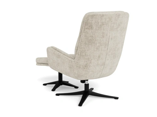 Fotel kubełkowy Suton rozkładany z podnóżkiem beżowy aksamit do salonu