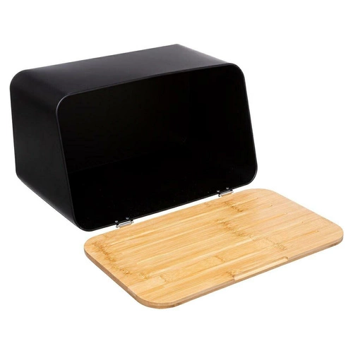Chlebak bambusowy/metal czarny