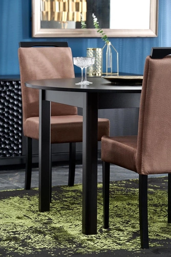 Stół okrągły rozkładany Nigo czarny 102–142 cm do jadalni nowoczesny Intesi