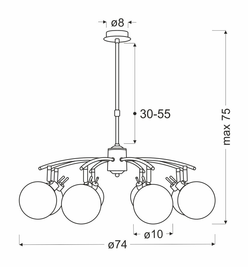 Lampa wisząca Lentini patynowy 8x40W G9 klosz bursztynowy