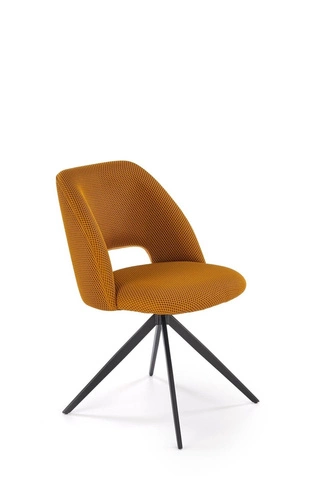 Krzesło biurowe obrotowe Maeba Intesi musztardowe nowoczesne tapicerowane z czarnymi nogami