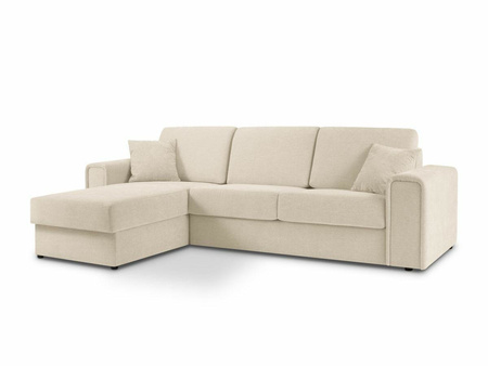 Narożnik z funkcją spania Elodie Beige Structured Fabric lewostronny