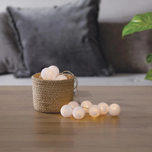 Cotton balls girlanda świetlna LED białe Atmosphera na baterie do sypialni i pokoju dziecka 255 cm